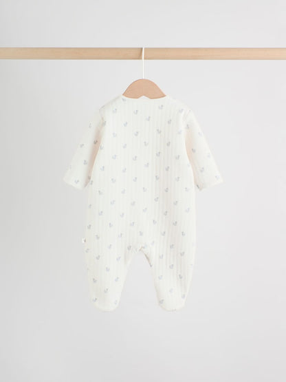 Grey Baby Quilted Sleepsuits 2 Pack