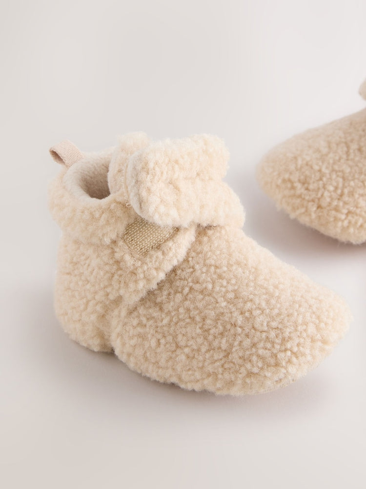 Neutral Borg Baby Touch Fastening Slipper Boots (0-2mths)