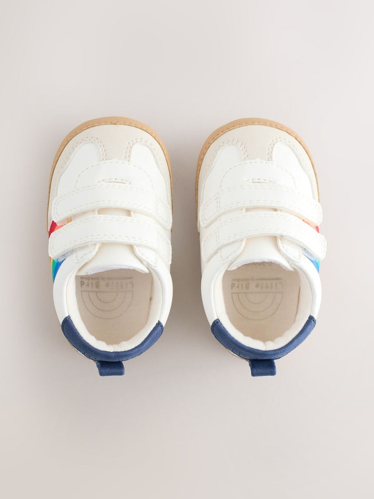 Little Bird by Jools Oliver White Rainbow Tape Gum Sole Trainers Padders