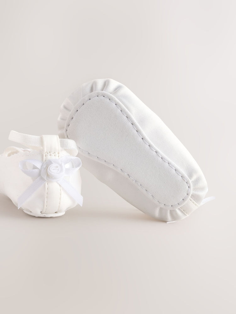 White Baby Bow Occassion Shoes (0-24mths)
