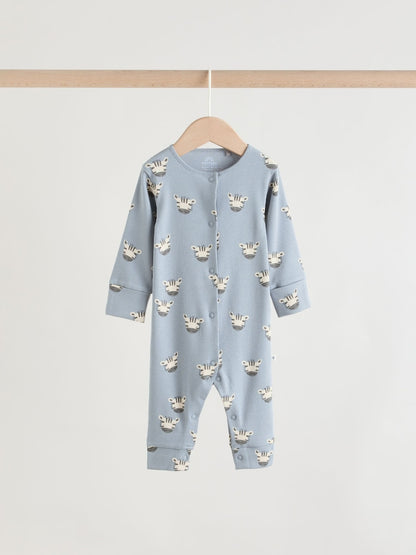 Multi Safari Animal Baby Sleepsuits 4 Pack (0mths-3yrs)