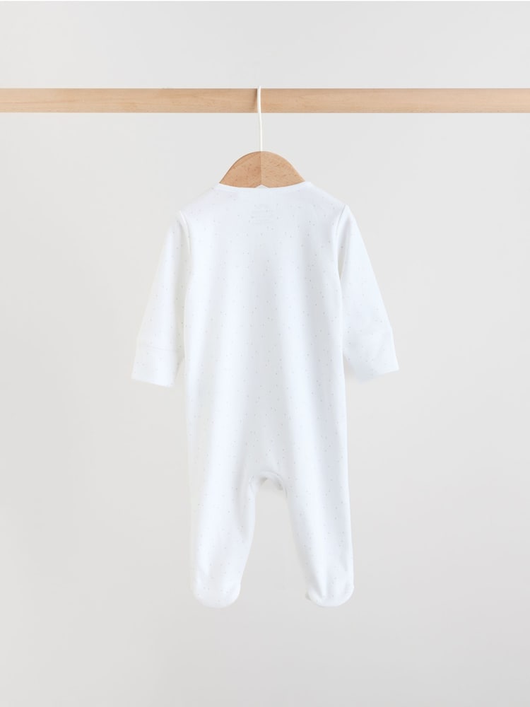 White Safari Baby Sleepsuits 3 Pack (0-2yrs)