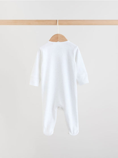 White Safari Baby Sleepsuits 3 Pack (0-2yrs)