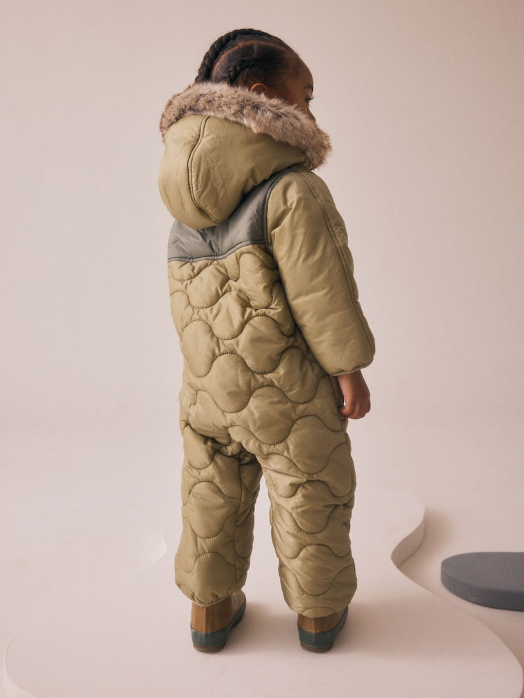 Khaki Green Shower Resistant Snowsuit (3mths-7yrs)