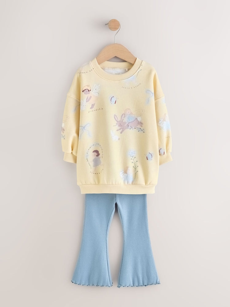 Yellow/Blue Fairy Sweatshirt & Flare Leggings Set (3mths-7yrs)