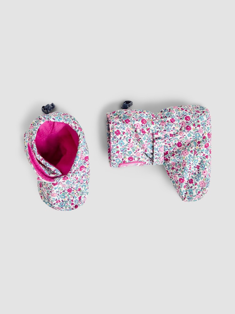 JoJo Maman Bébé Cream Ditsy Print Fleece Lined Booties