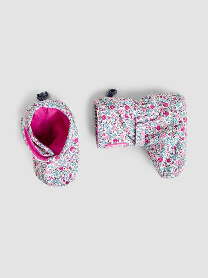 JoJo Maman Bébé Cream Ditsy Print Fleece Lined Booties
