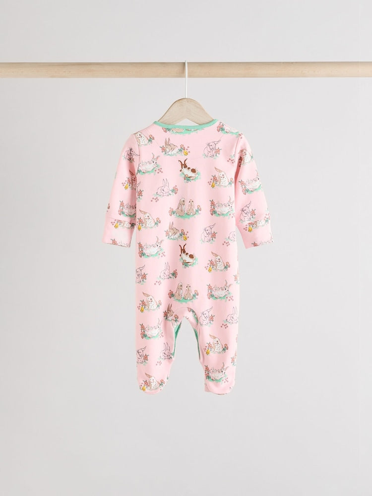 Pink/Ecru Cath Kidston Floral Baby 100% Cotton Sleepsuits 3