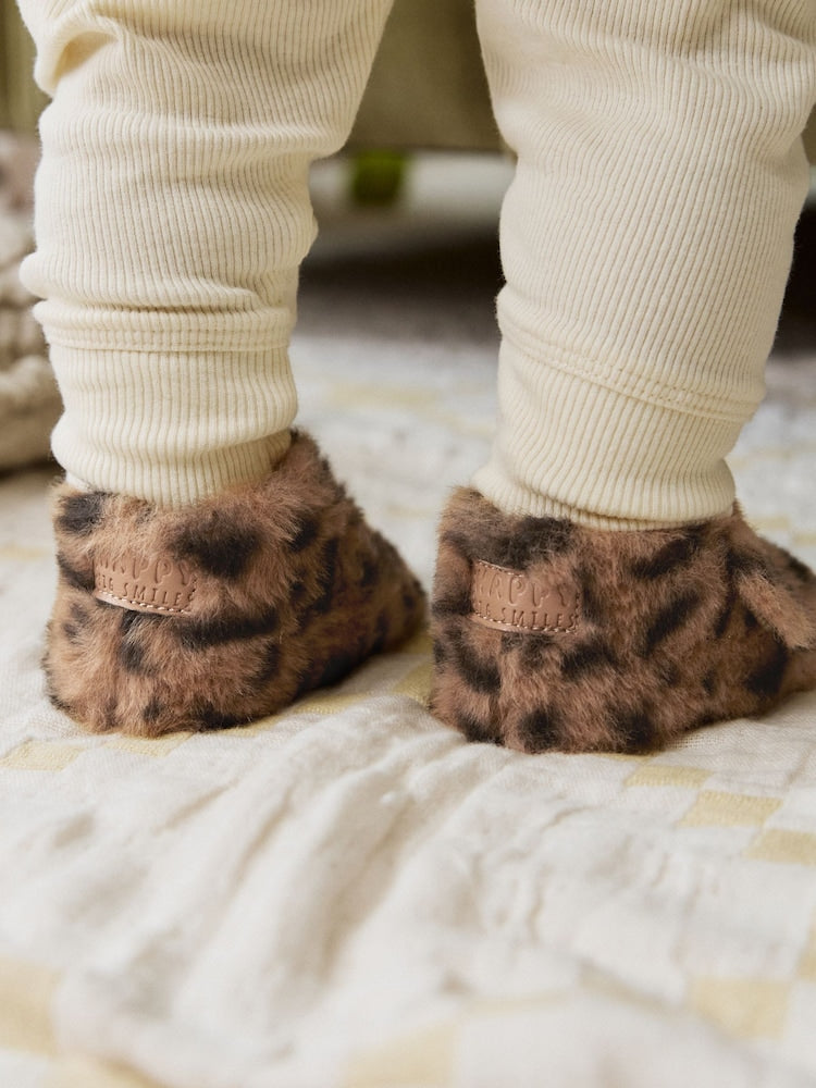 Animal Tan Brown Baby Cosy Touch Fasten Boots (0-18mths)