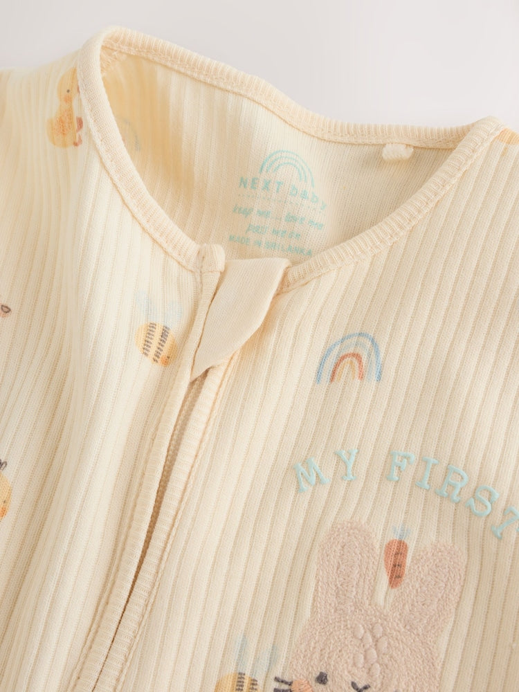 Neutral My First Easter Two Way Zip Baby Sleepsuit (0-18mths)