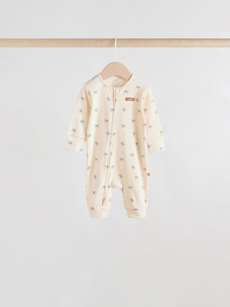 Monochrome Leopard And Cherry Print Two Way Zip Baby Sleepsuits 4 Pack (0mths-3yrs)