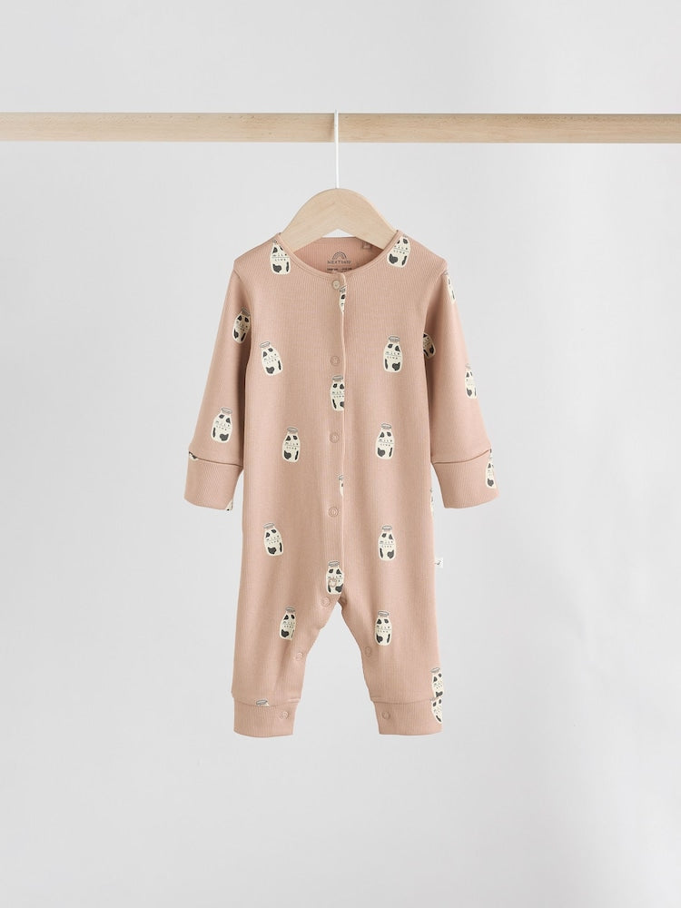 Neutral Croissant Breakfast Baby Footless Sleepsuits 3 Pack