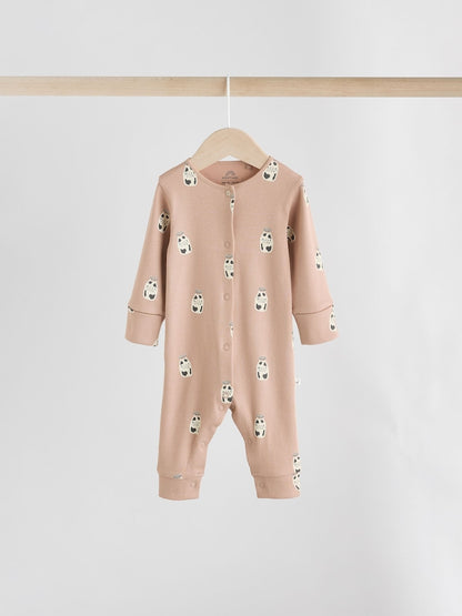 Neutral Croissant Breakfast Baby Footless Sleepsuits 3 Pack