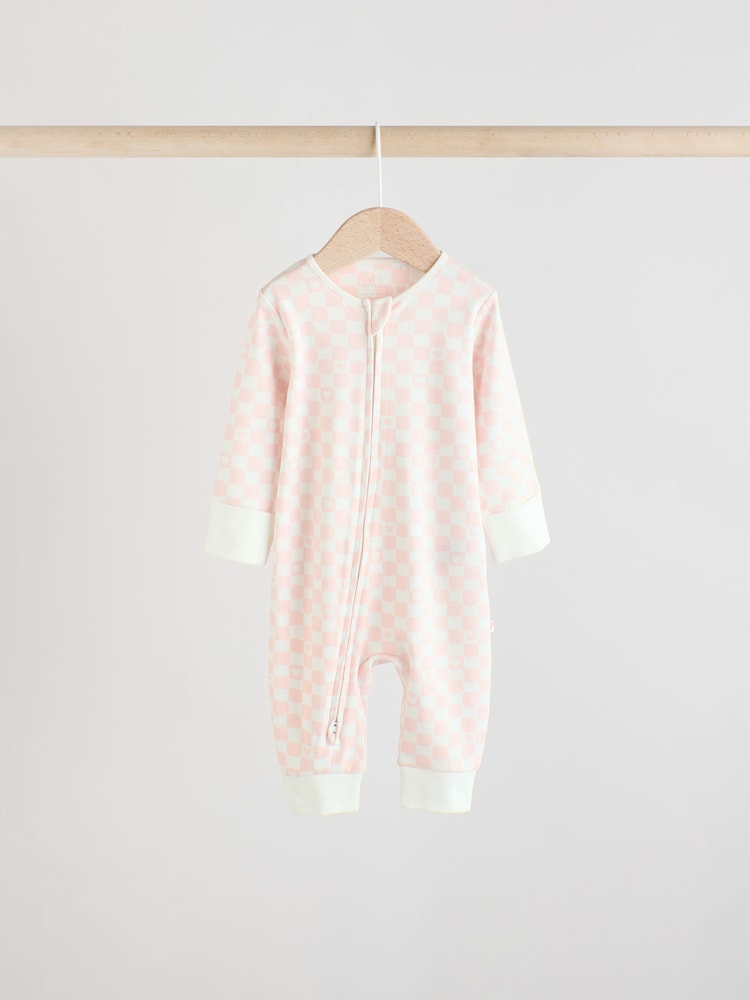 Pink Print Two Way Zip Baby Sleepsuits 4 Pack (0mths-3yrs)