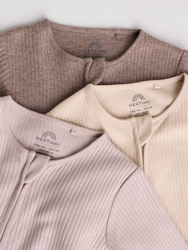 Chocolate Brown 3 Pack Baby Sleepsuits (0mths-3yrs)