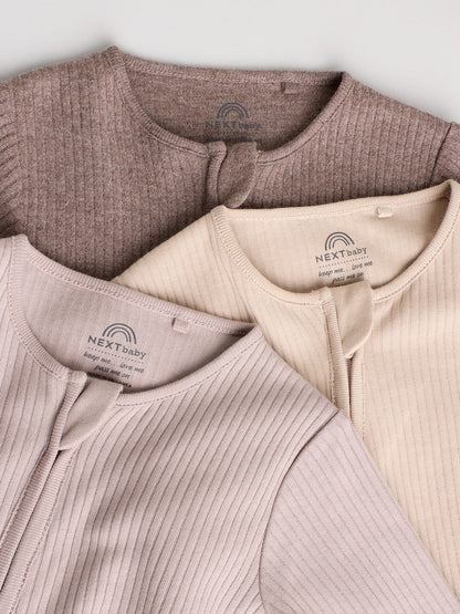 Chocolate Brown 3 Pack Baby Sleepsuits (0mths-3yrs)