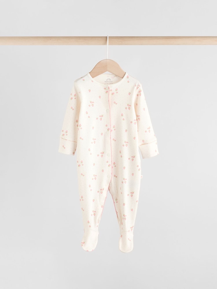 Pink Collar 3 Pack Baby Sleepsuits (0-2yrs)