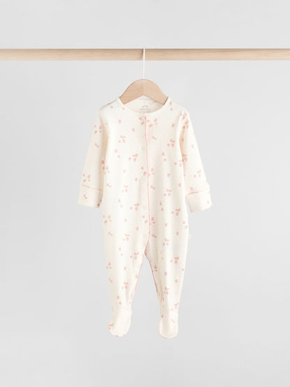 Pink Collar 3 Pack Baby Sleepsuits (0-2yrs)