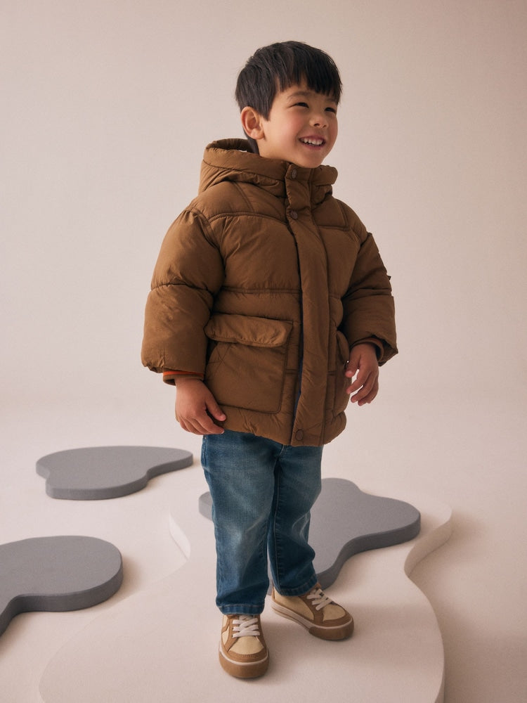 Brown Borg Lined Padded Shower Resistant Coat (3mths-7yrs)