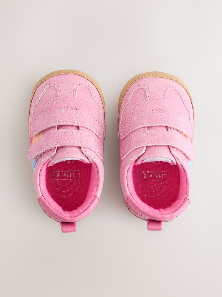 Little Bird by Jools Oliver Pink Baby Rainbow Tape Gum Sole Trainers Padders