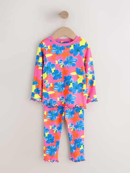 Pink/Blue Bright Floral Snuggle Pyjamas 3 Pack (9mths-16yrs)