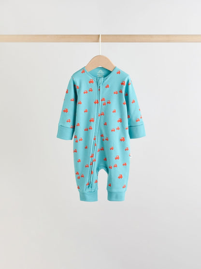 Multi Two Way Zip Baby Sleepsuit 5 Pack (0mths-3yrs)