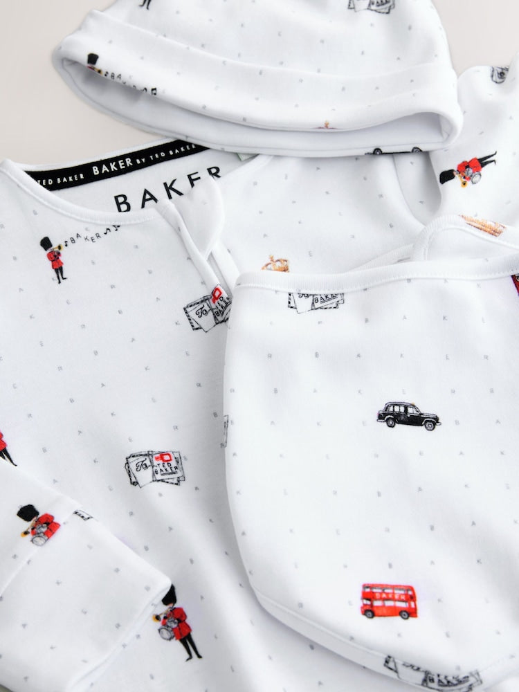 Baker by Ted Baker London Sleepsuit, Hat and Bib White Gift