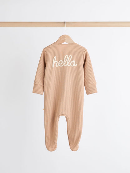 Neutral Milk Club Baby Two Way Zip 100% Cotton Sleepsuits 3 Pack (0mths-2yrs)