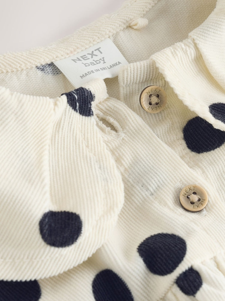 Cream/Charcoal Polka Dot Baby Bloomer Rompers Set 2 Piece with