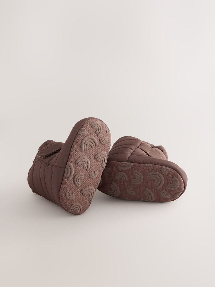 Brown Chocolate Baby Touch Fastening Snow Boots (0-2mths)