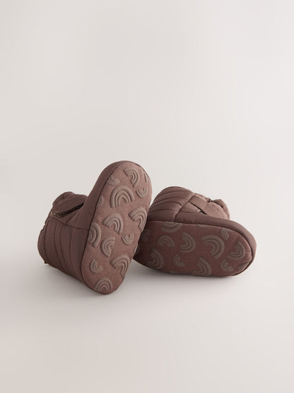 Brown Chocolate Baby Touch Fastening Snow Boots (0-2mths)