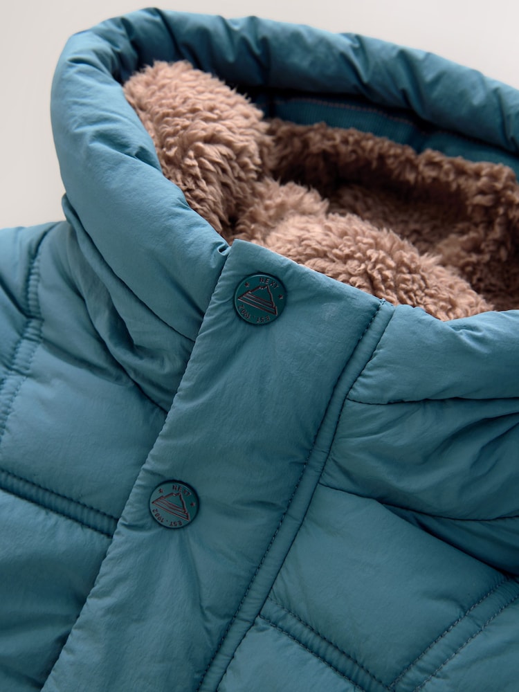 Blue Borg Lined Padded Shower Resistant Coat (3mths-7yrs)