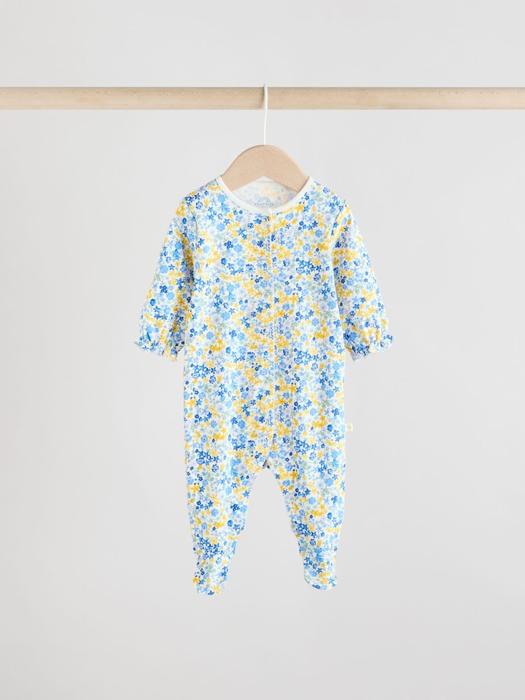 Blue Collar 3 Pack Baby Sleepsuits (0-2yrs)