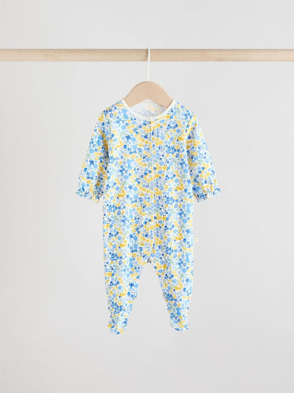 Blue Collar 3 Pack Baby Sleepsuits (0-2yrs)