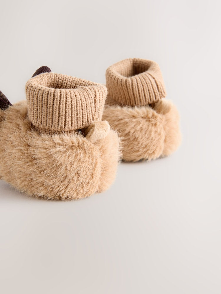 Tan Brown Hamish The Highland Cow Baby Sock Top Boots (0-18mths)