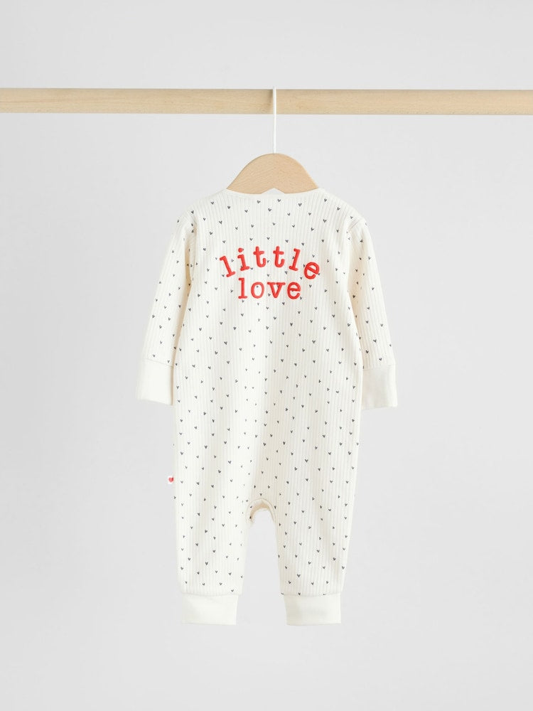 Red Heart Two Way Zip Baby Sleepsuits 3 Pack (0mths-3yrs)