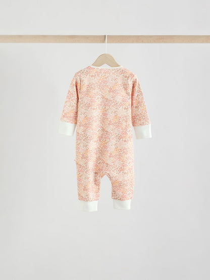 Neutral 5 Pack Two Way Zip Baby Sleepsuits (0mths-3yrs)