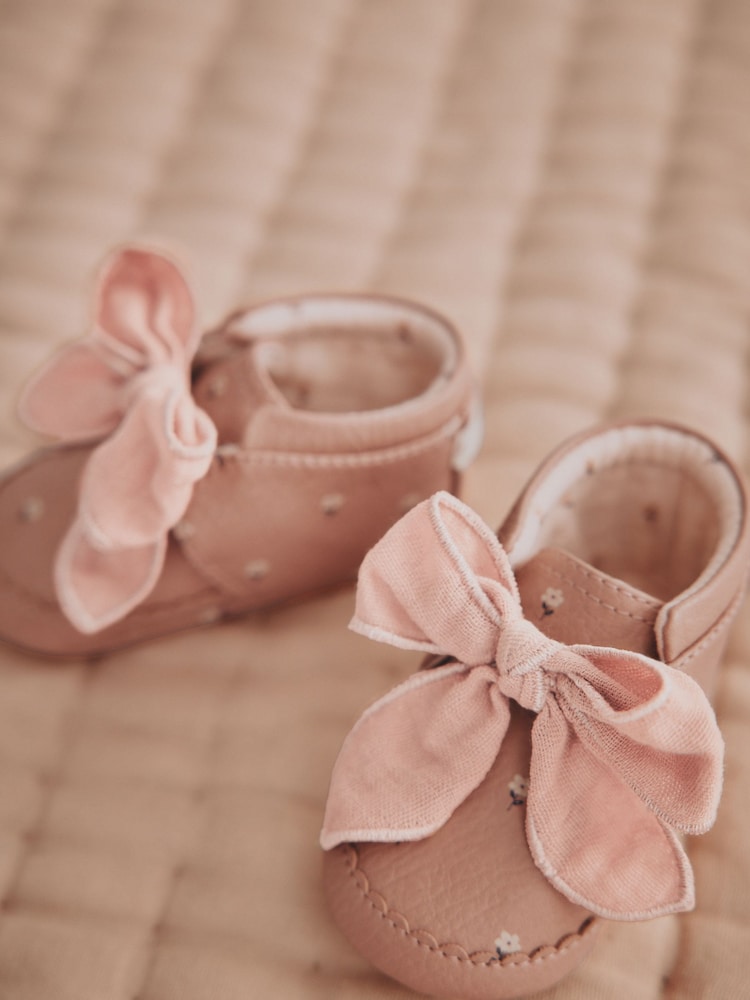Pink Rust Baby Floral Print Boots (0-18mths)