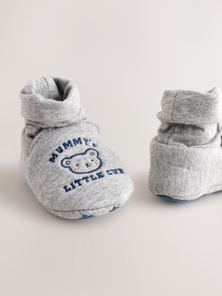 Blue Mummy And Daddy Baby Booties Socks 2 Pack (0-24 months) (0-18mths)