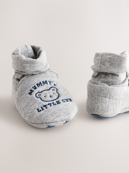 Blue Mummy And Daddy Baby Booties Socks 2 Pack (0-24 months) (0-18mths)