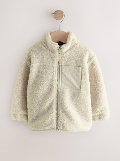 Stone Plain Funnel Neck Fleece Zip Through Fleece (3mths-7yrs)