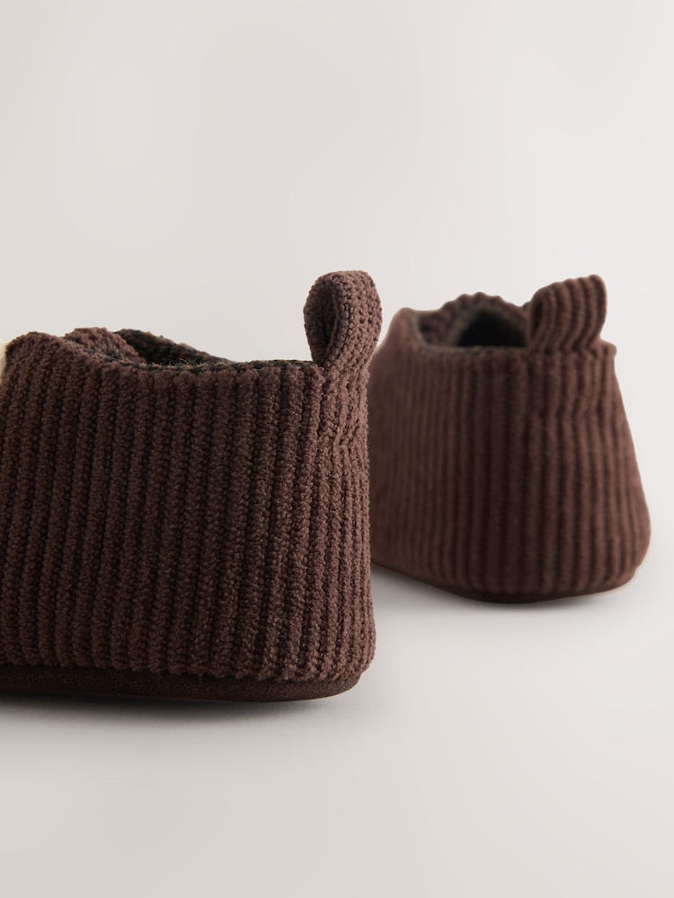 Chocolate Brown Cord Baby Shoes (0-2mths)