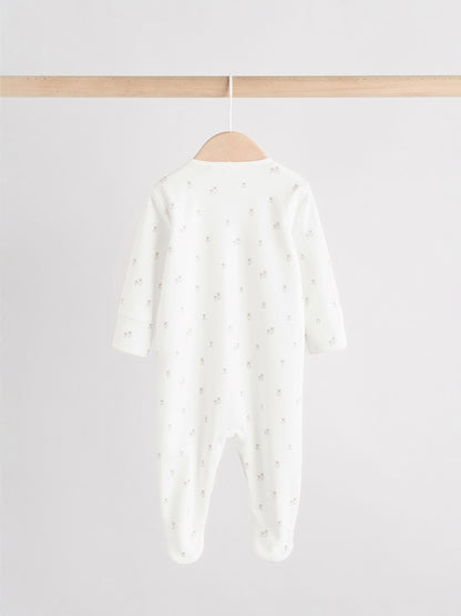 White Baby Sleepsuit, Bodysuit, Beanie and Bib Set 4 Piece (0-9mths)