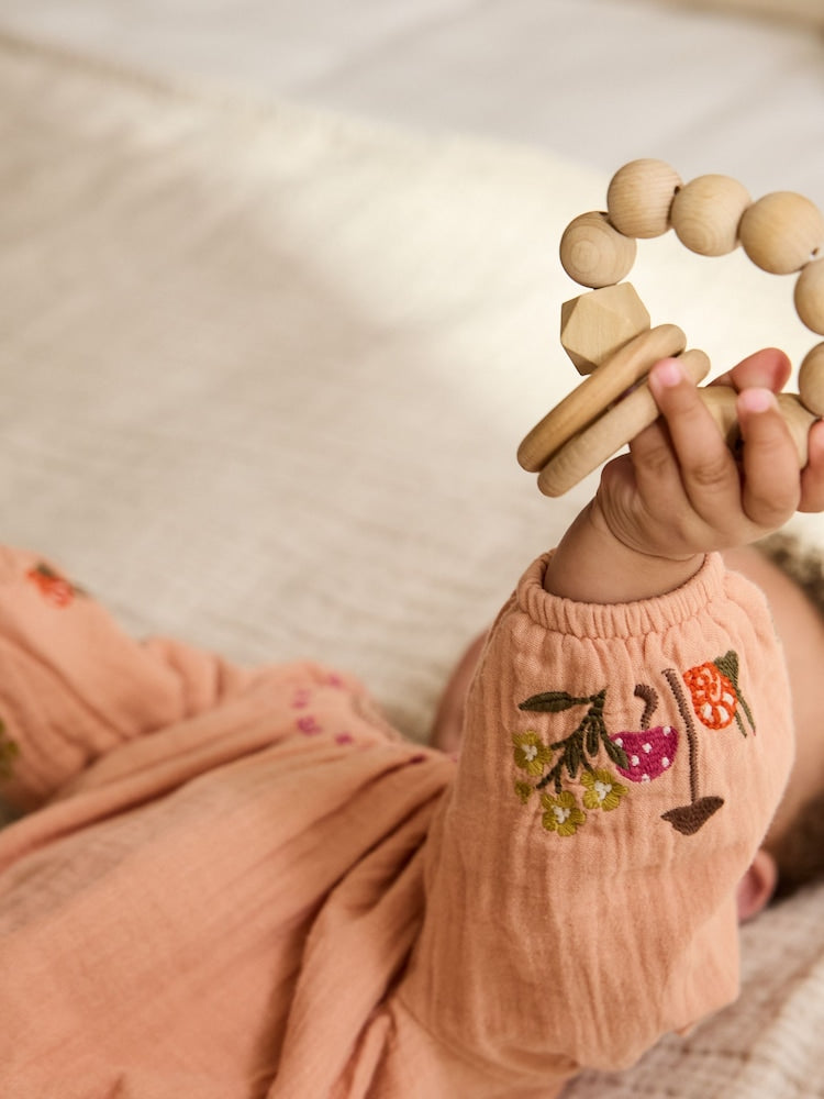 Tan Brown Embroidered Baby Bloomer Rompers Set 2 Piece with Tights (0mths-3yrs)