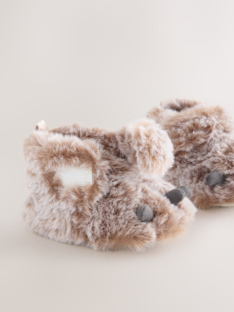 Neutral Bear Claw Baby Touch Fastening Slipper Boots (0-2mths)