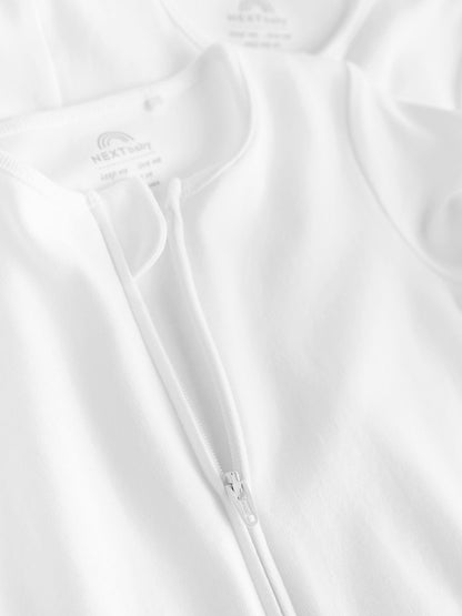 White Essential Zipped 100% Cotton Baby Sleepsuits 3 Pack