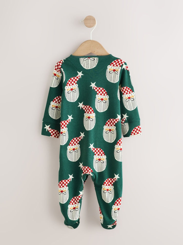 Green Santa Matching Family Christmas Sleepsuit (0mths-3yrs)