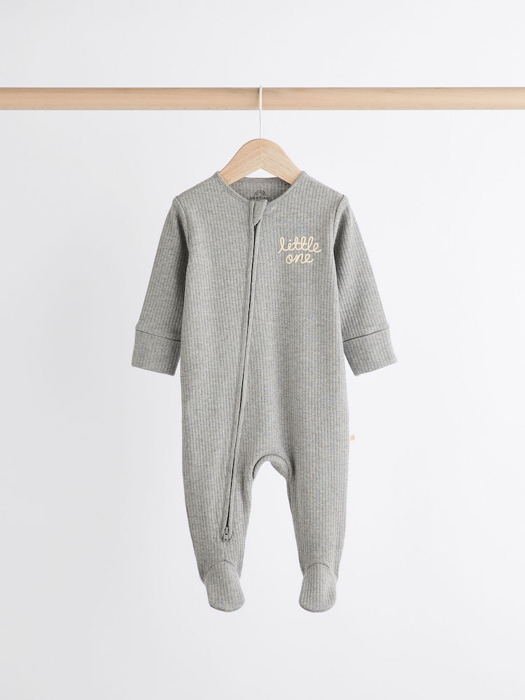 Neutral Milk Club Baby Two Way Zip 100% Cotton Sleepsuits 3 Pack (0mths-2yrs)