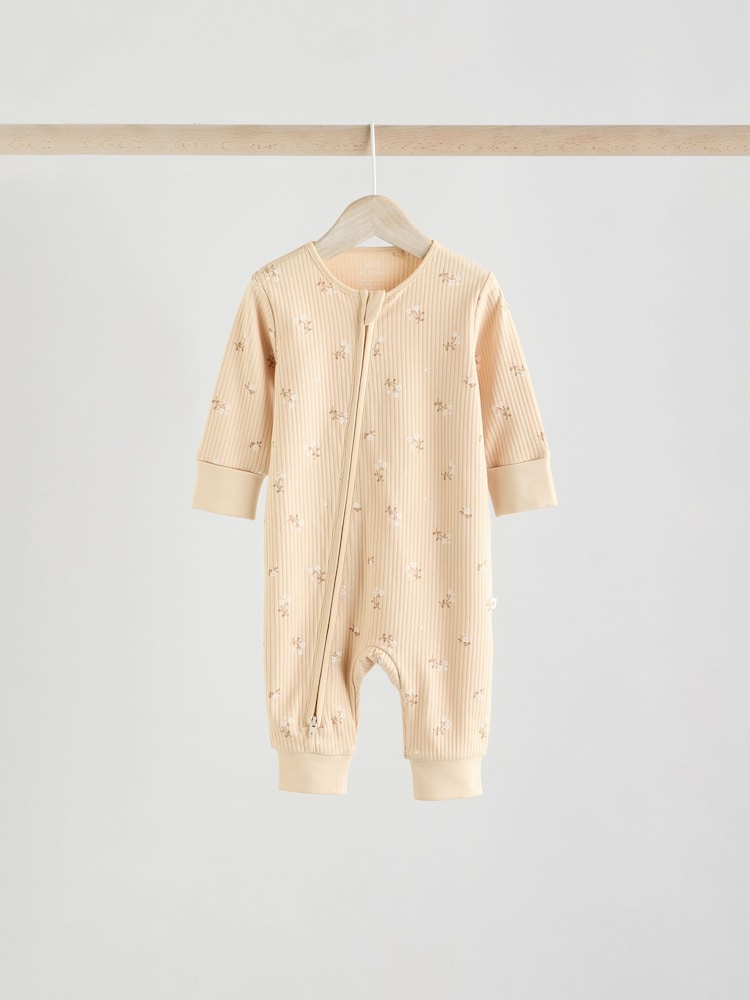 Neutral 5 Pack Two Way Zip Baby Sleepsuits (0mths-3yrs)