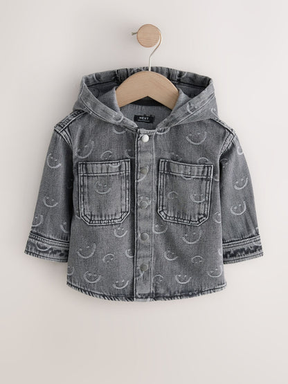 Grey Face Denim Hooded Overshirt (3mths-7yrs)